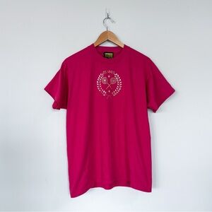 Vintage Peter Joseph Pink Embellished Tennis Short Sleeve T-Shirt Tee Racket